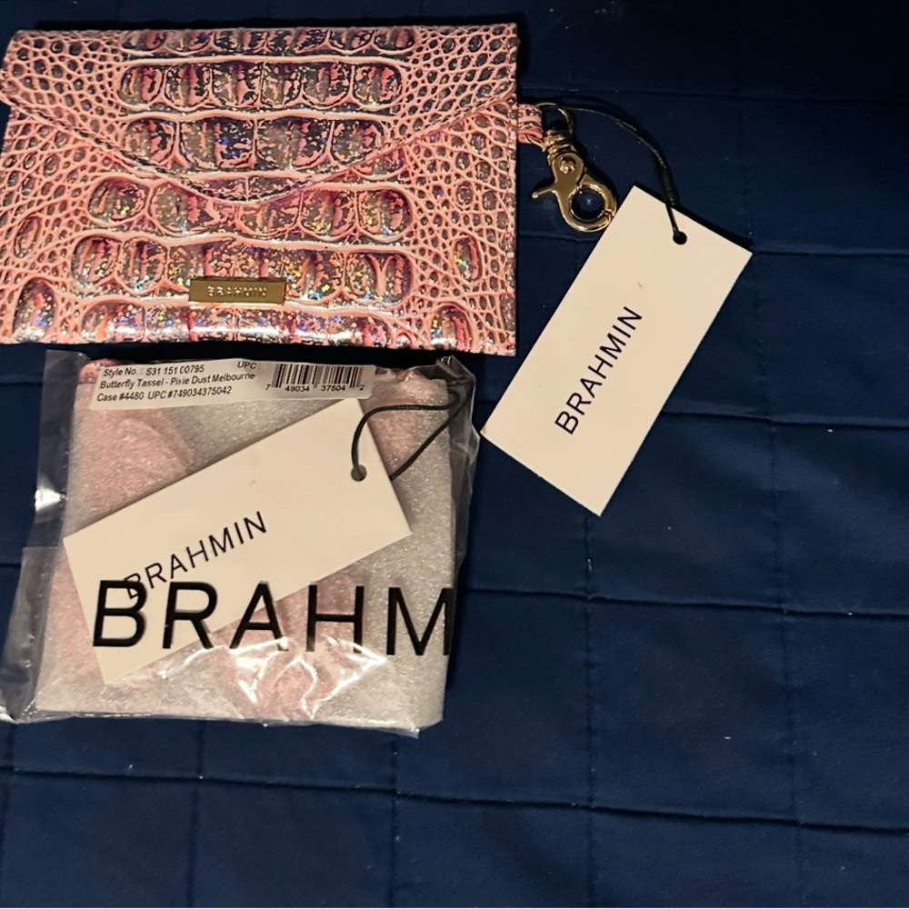 Brahmin Iridescent Multicolor Crocodile Embossed Clutch